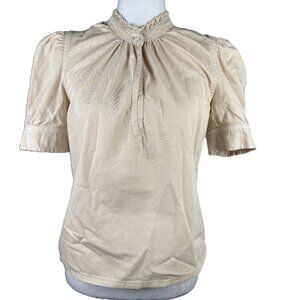 FRAME size XS 100% Cotton Ruffle sleeves/collar Puffed short sleeve
